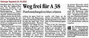 G�ttinger Tageblatt 25.10.2002; zum Vergr��ern bitte anklicken !
