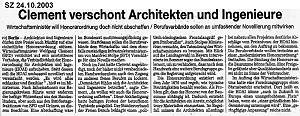 S�ddeutsche Zeitung 24.10.2003; zum Vergr��ern bitte anklicken !