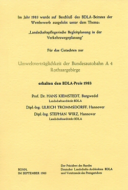 Urkunde BDLA-Preis 1983