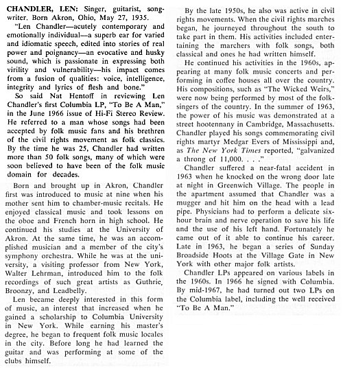 1969 bio (Stambler, Irvin & Landon Grelun: Encyclopedia of Folk, Country and Western Music.- New York / London 1969, p. 53/54)