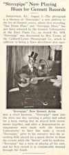 August 5, 1924 Shelbyville, KY article 'Stovepipe' Now Playing Blues for Gennett Records